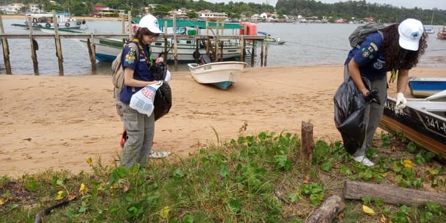 meio ambiente, escoteiros, aracruz, coqueiral, praia limpa, rio, mar, lagoa